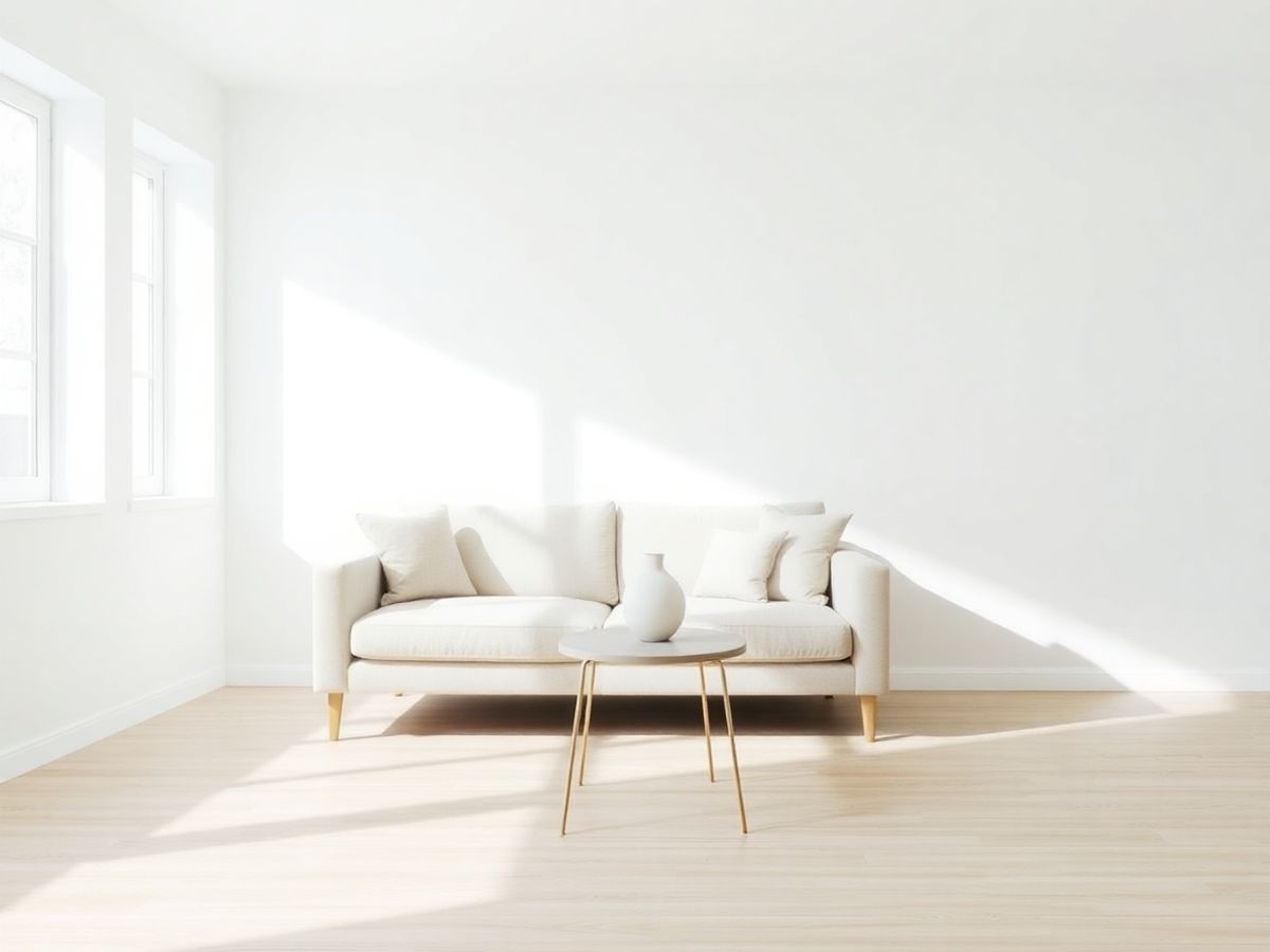 Cameră minimalistă luminoasă, cu mobilier simplu, curat.