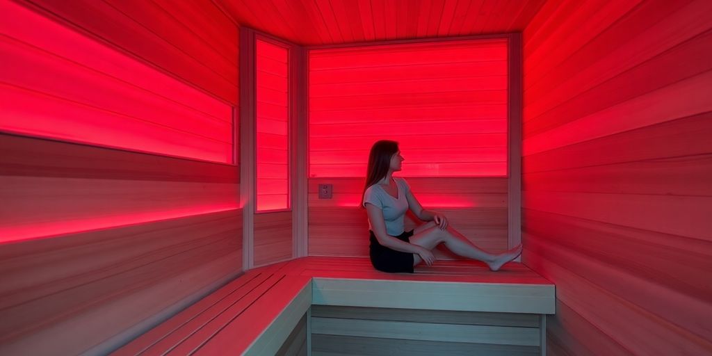 Inside a modern infrared sauna