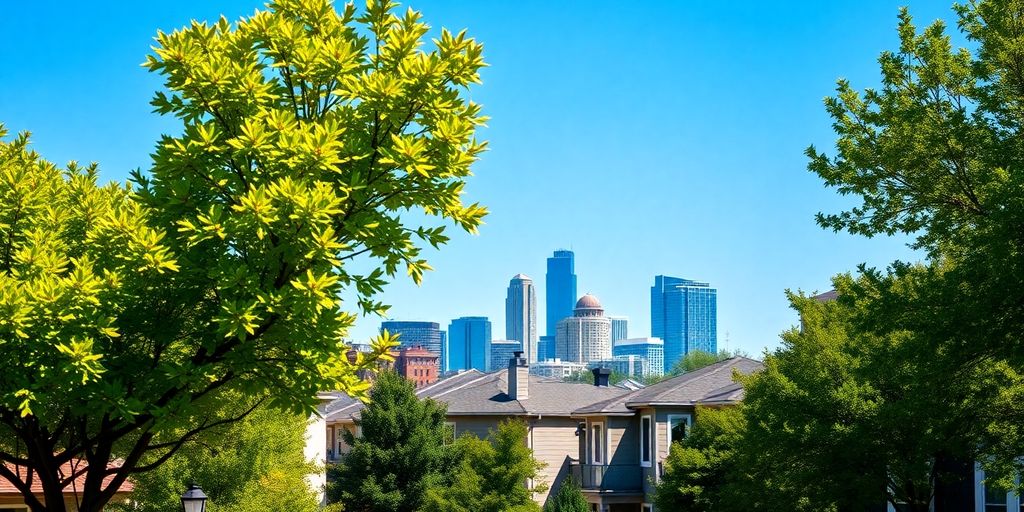 Modern homes, Austin skyline.