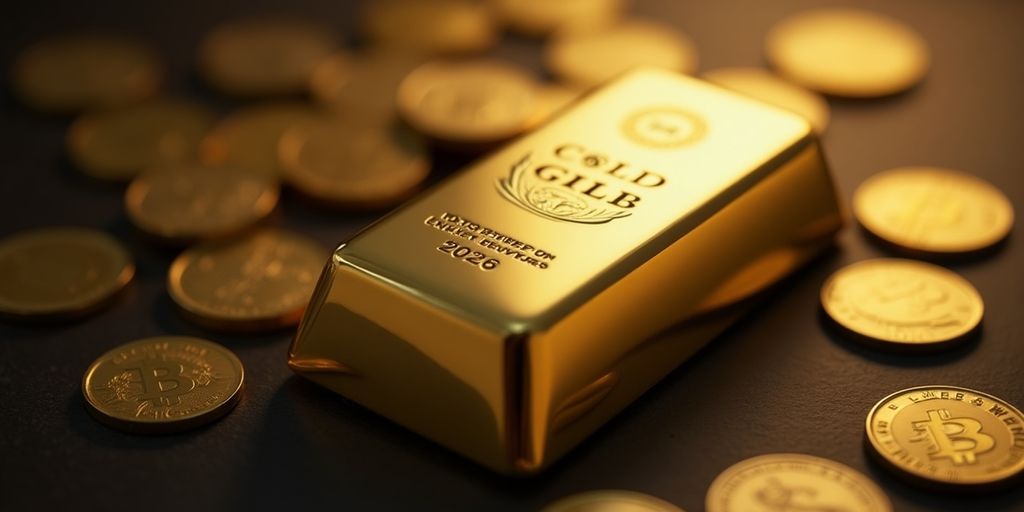 Barre d'or sur surface sombre, éclairage doux.
