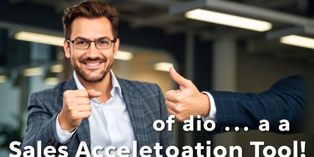 Sales leader closing a deal with a tool.