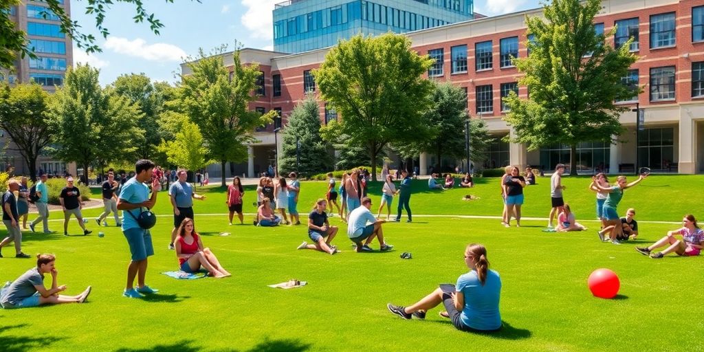 Students enjoying outdoor activities on NJIT campus.