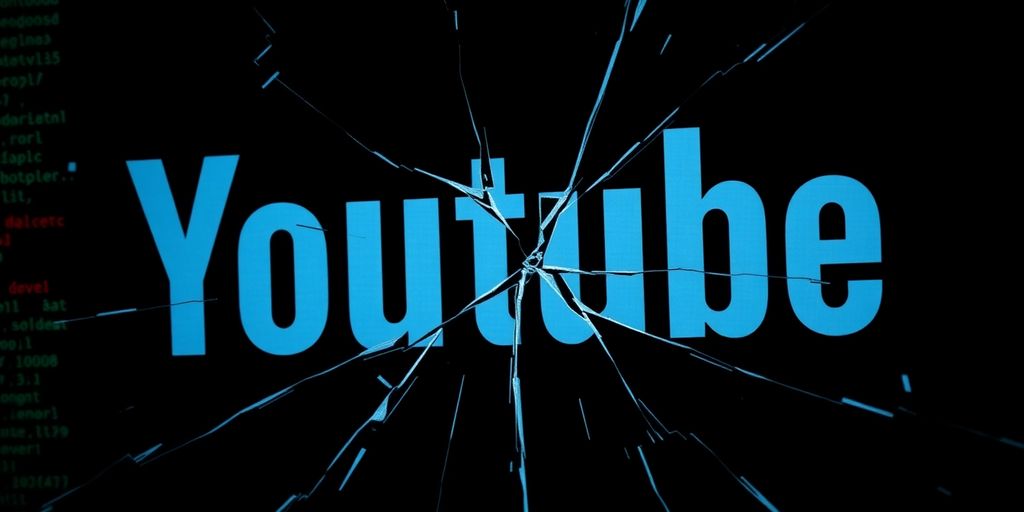 YouTube logo with distorted, glitching video playback.