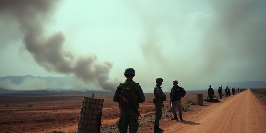 Militaire patrouillant une frontière sous tension.