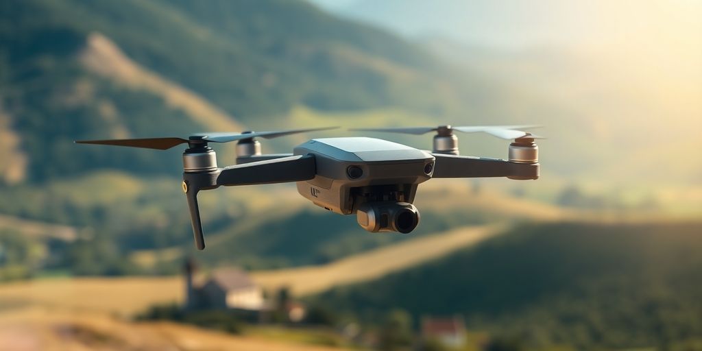 Drone volant au-dessus d'un paysage français pittoresque.