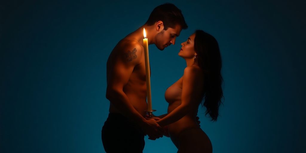 Couple performing the candlestick sex position.