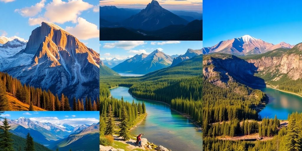 Collage of landscapes from five national parks.