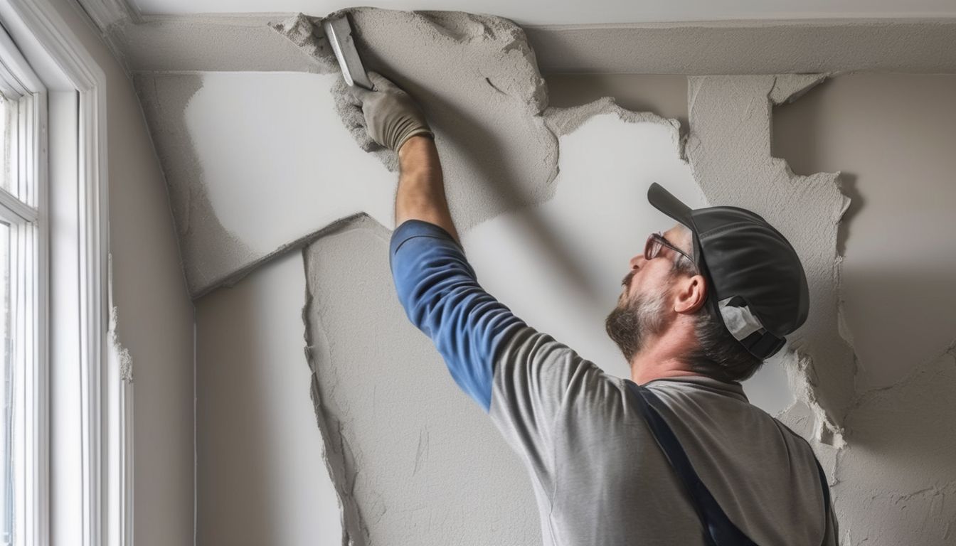plasterer working on wall in London