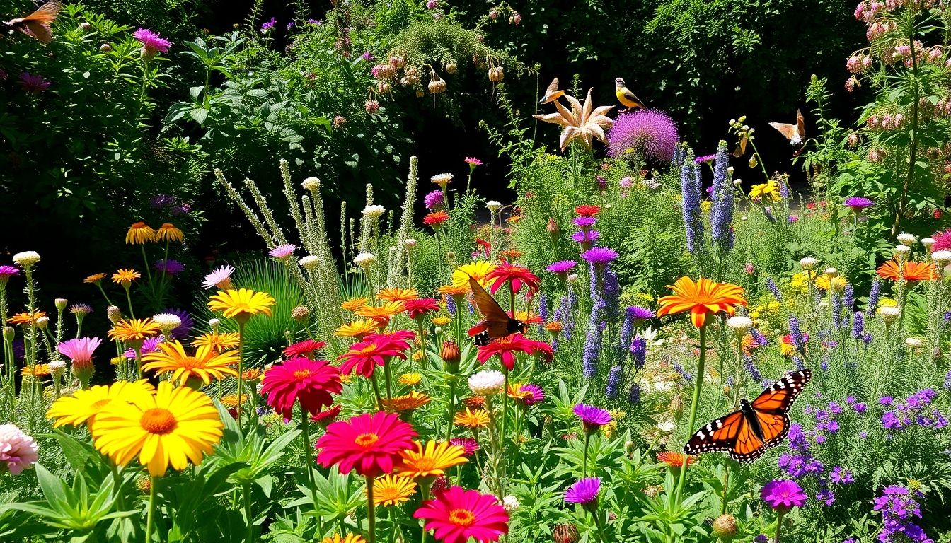 A colourful garden attracting wildlife in London.