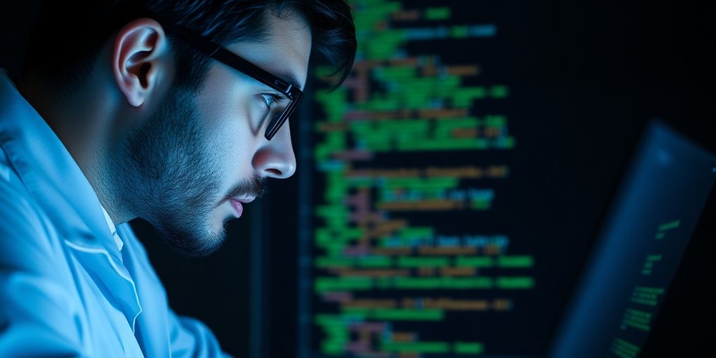 Data scientist working with a laptop.