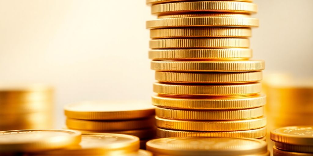 Une image de pièces d'or empilées.