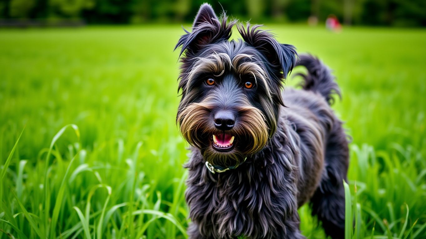 Nivernais Griffon in a green field, showcasing its charm.