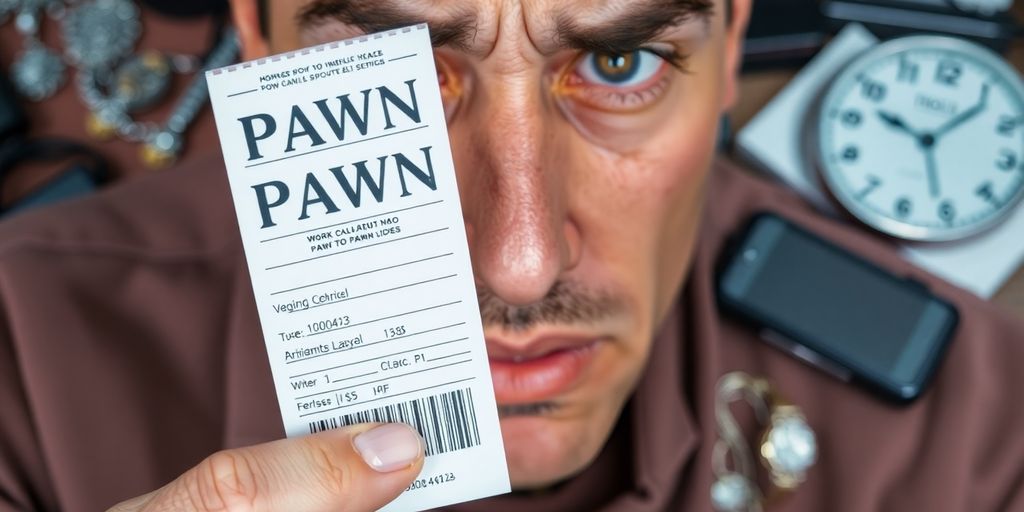 Ticket de prêt sur gage avec des objets de valeur.