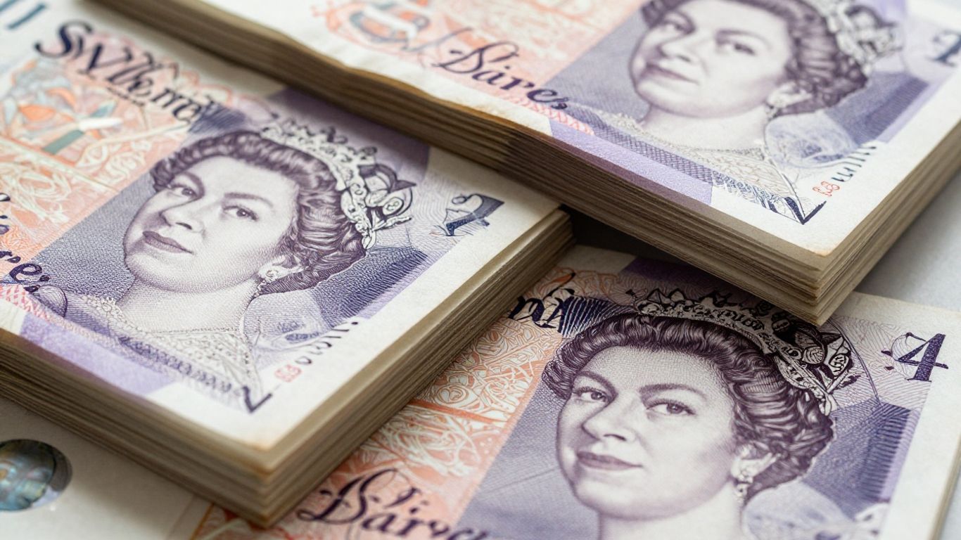 British pound notes, some new, some worn.