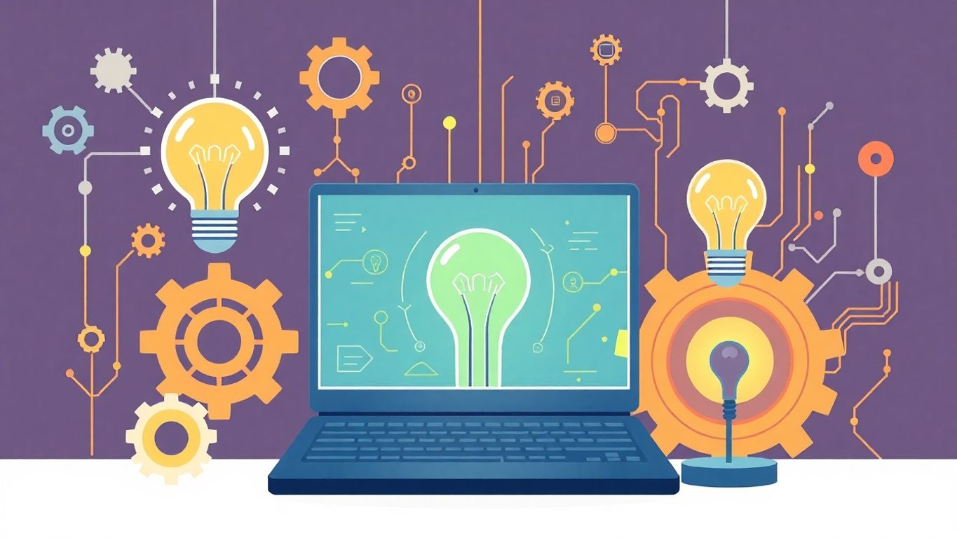 Illustrasjon av teknologi og innovasjon i oppstart.