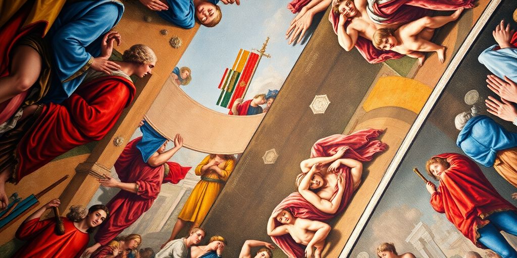 Close-up of Michelangelo's brushwork in the Sistine Chapel.