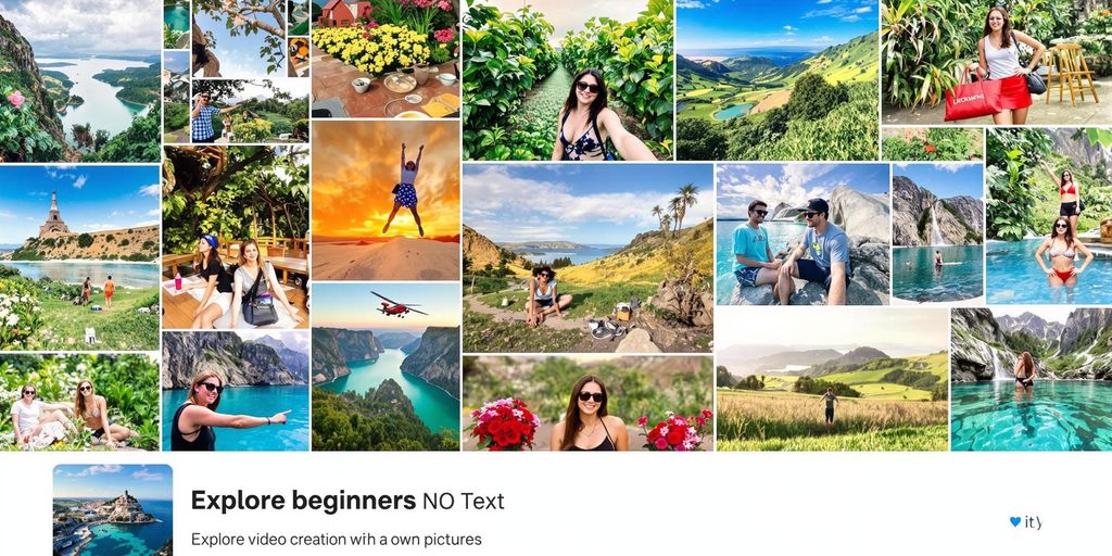 Collage of colorful photos for video creation tutorial.