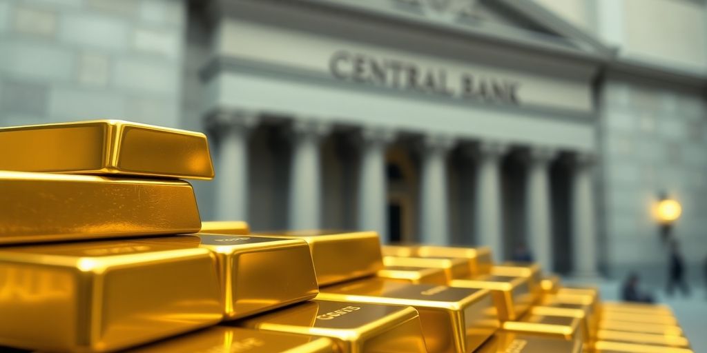 Des lingots d'or empilés dans une banque centrale.