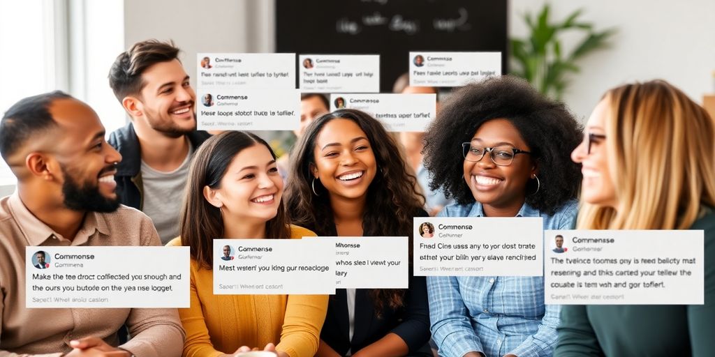 Happy customers discussing their Commense product experiences.