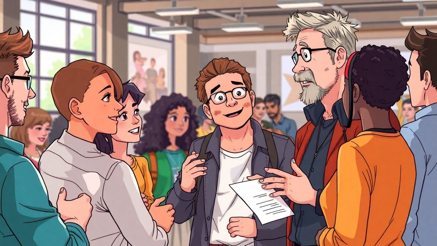 Anime characters networking and building community together.