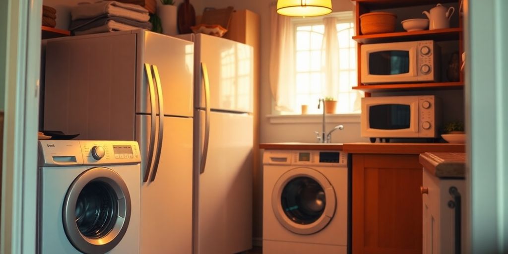 Home appliances in a bright, inviting living space.