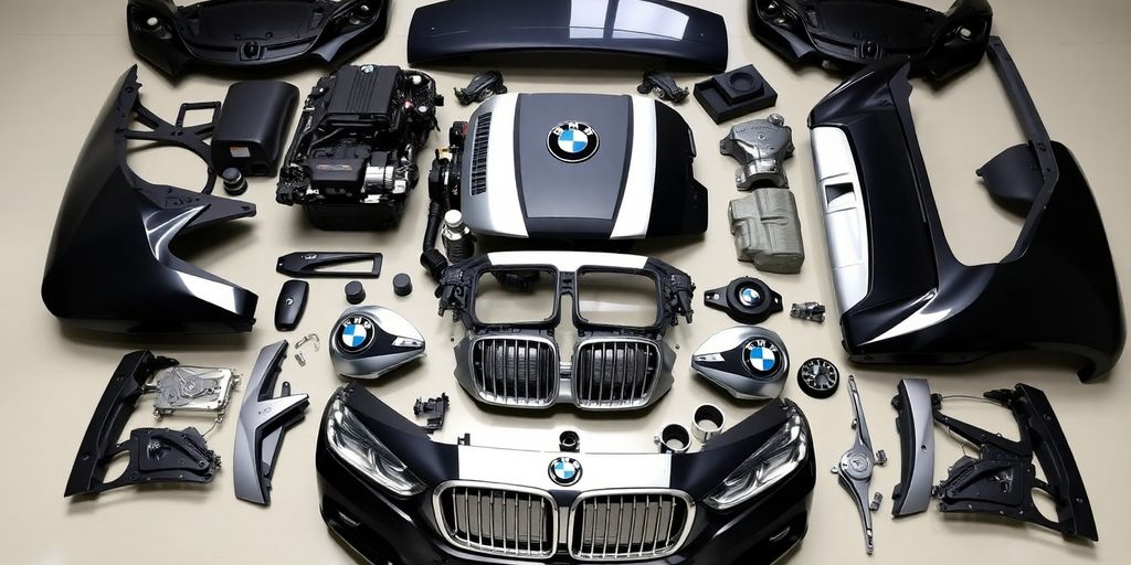 BMW X5 parts arranged neatly.