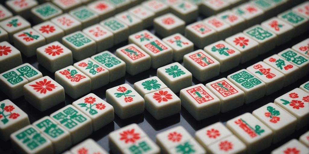 Various Mahjong tiles showcasing different symbols and characters.