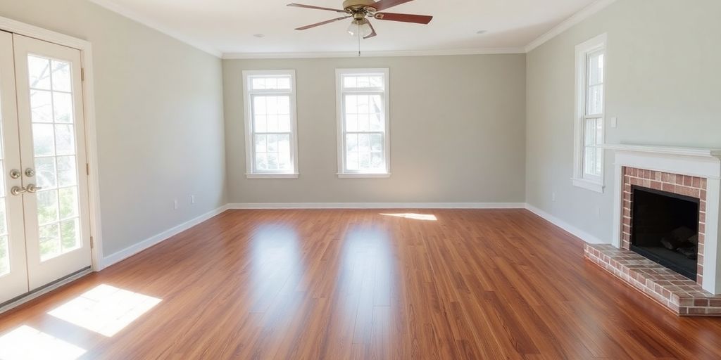 Restored living room after mold water restoration.