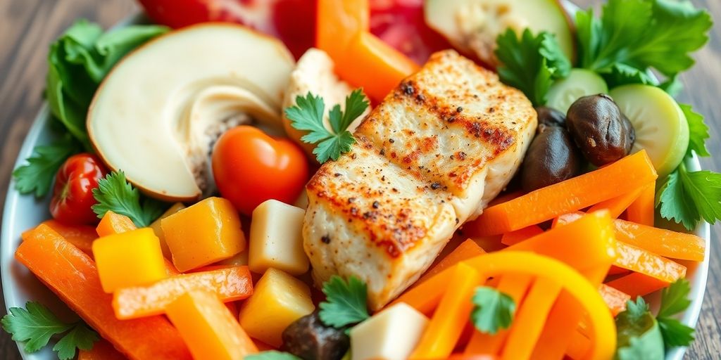 Colorful plate of PCOS-friendly whole foods.