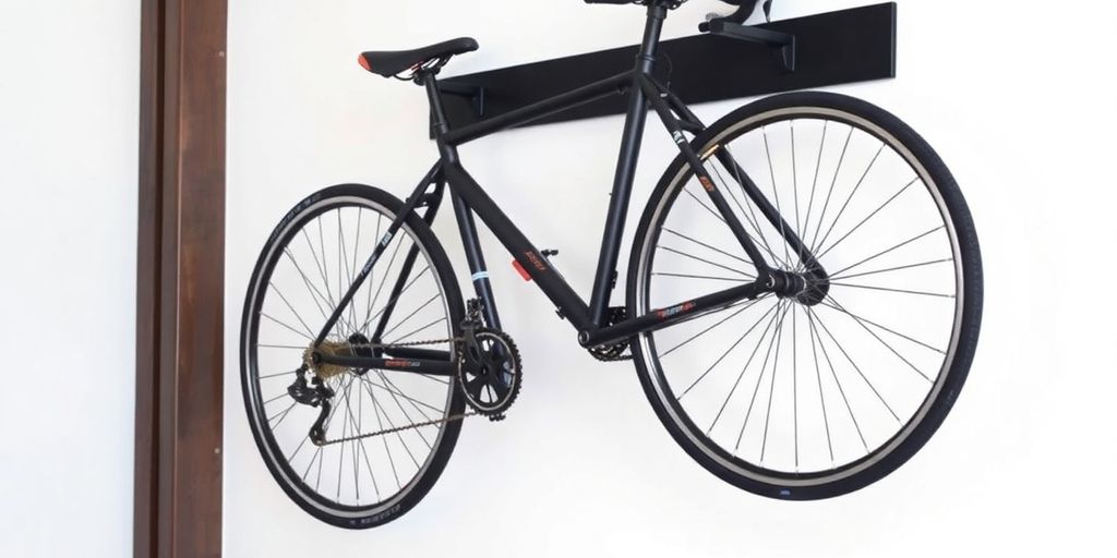Two bikes mounted on a stylish wall rack.