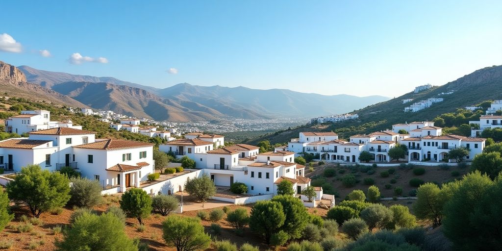 Vacker vy av Andalusien med traditionella hus.