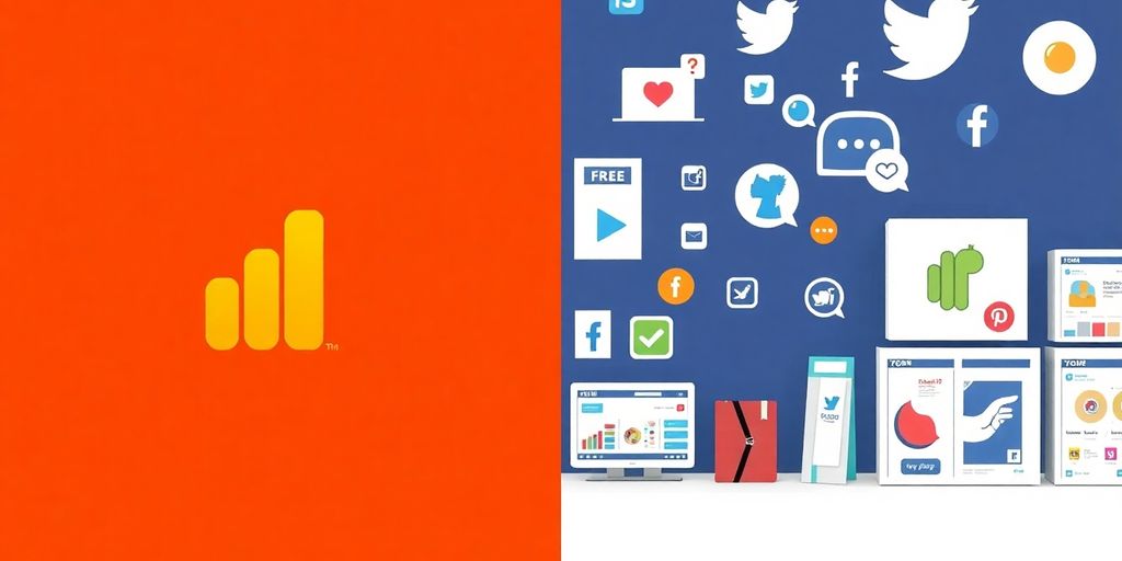 Brand logo contrasting with marketing elements like ads.