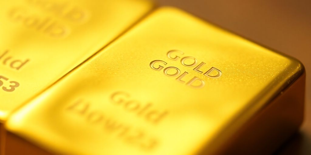 Lingot d'or pur sur fond flou.