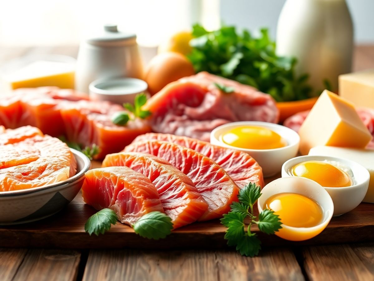 Diverse alimente bogate în vitamina B12.