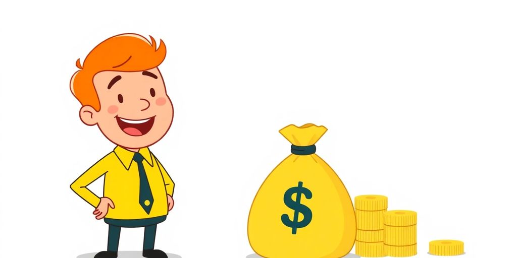 Cartoon business owner receiving a cash infusion.