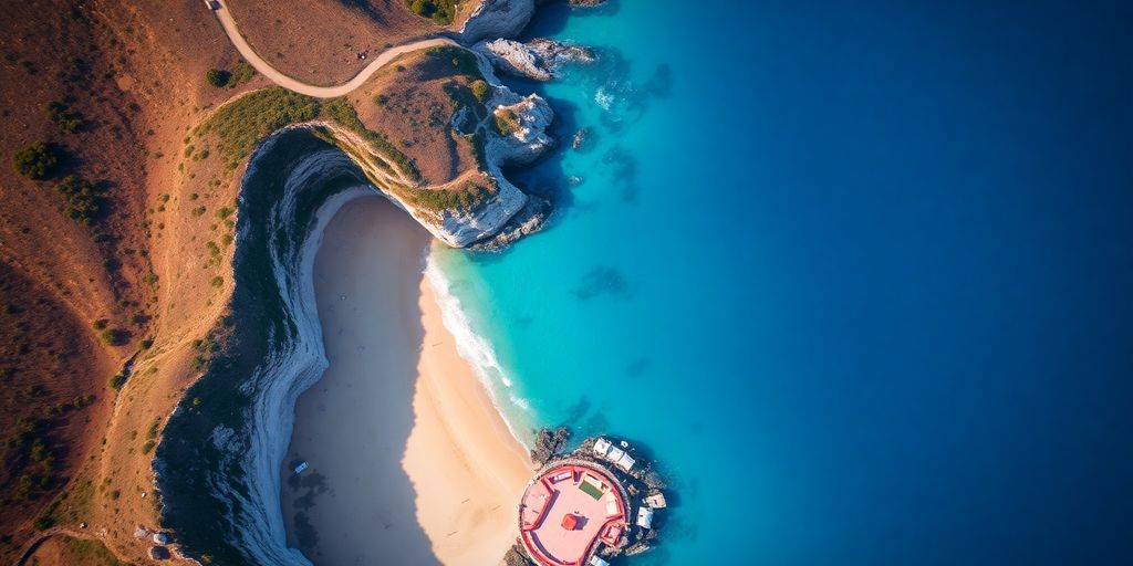 Plage dorée et falaises sur la Côte de la Mer Noire.