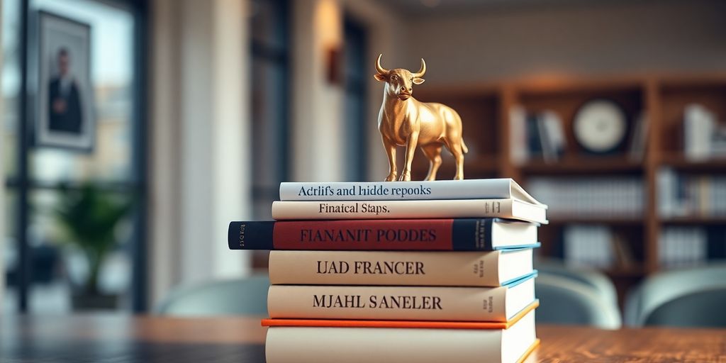 Stack of books with a small statuette.