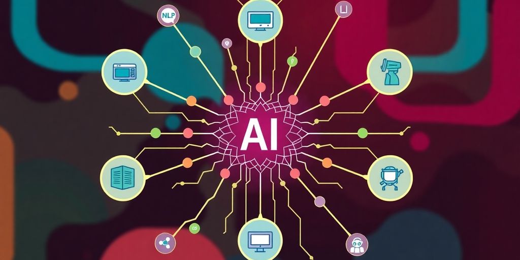 Abstract AI network connecting diverse visual elements.