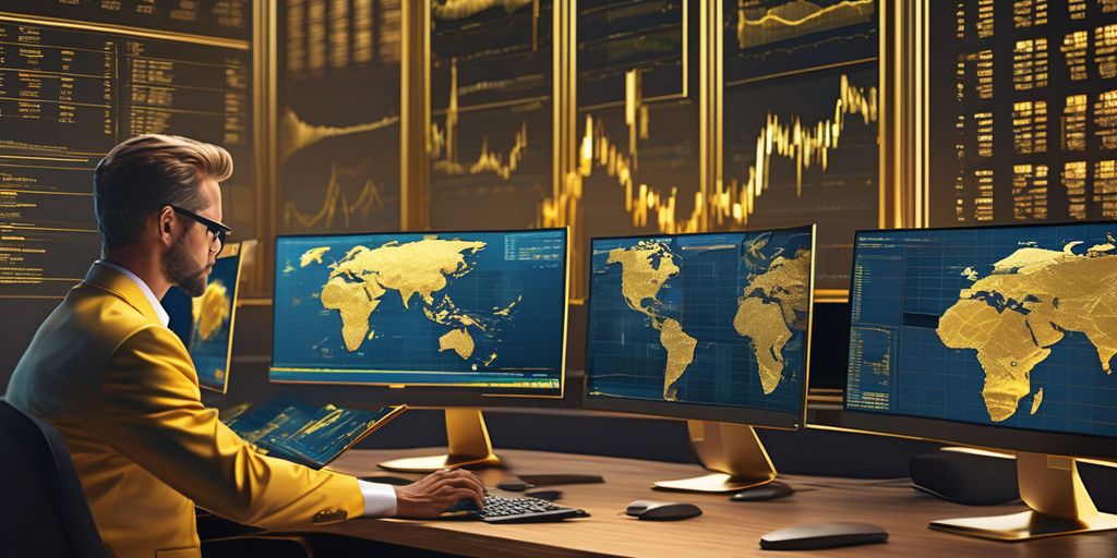 traders analyzing gold prices on computer screens