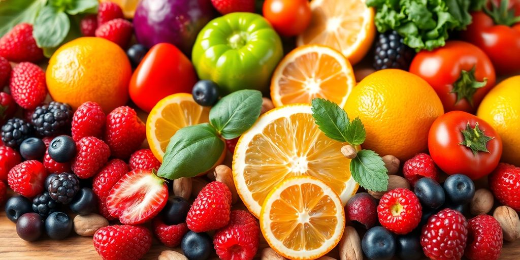 مجموعة متنوعة من الأطعمة الصحية.