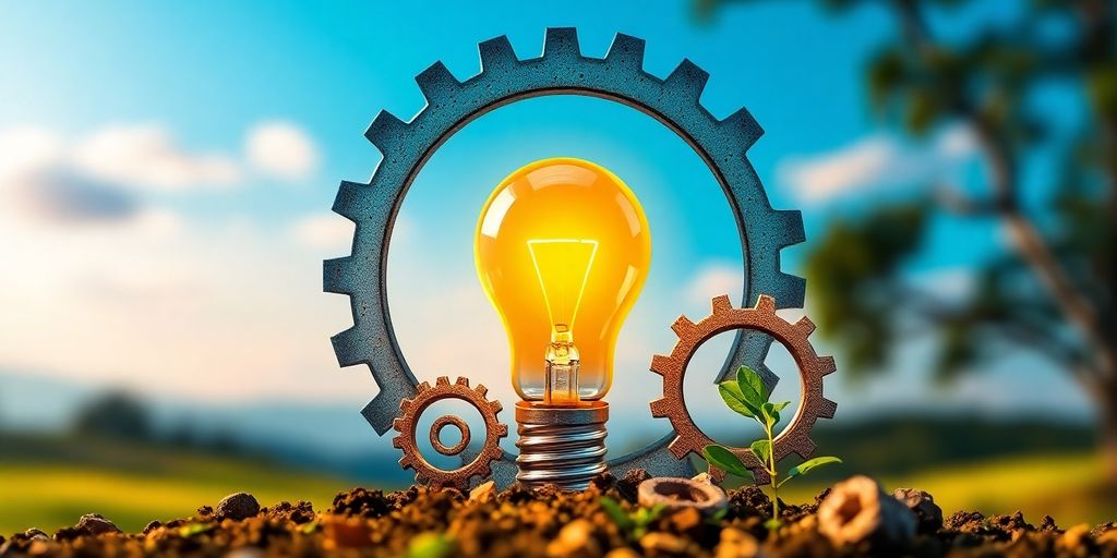 Light bulb and gears representing strategy and innovation.