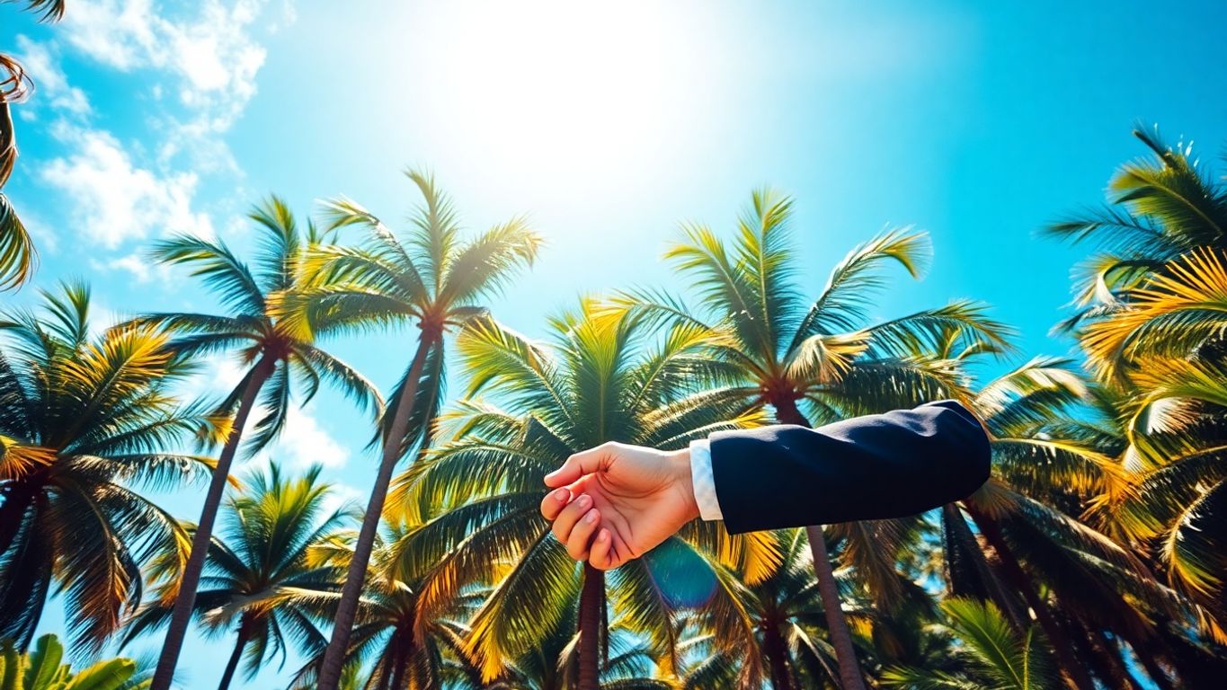 B2B influencer marketing credibility with palm trees.