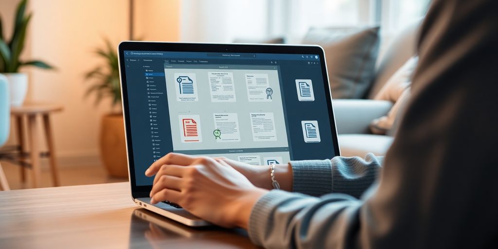 User with laptop summarizing PDFs effortlessly.
