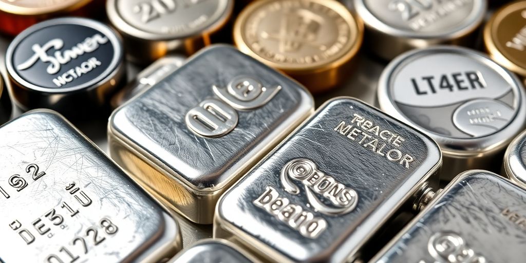 Lingots d'argent Metalor avec surfaces brillantes et détails.