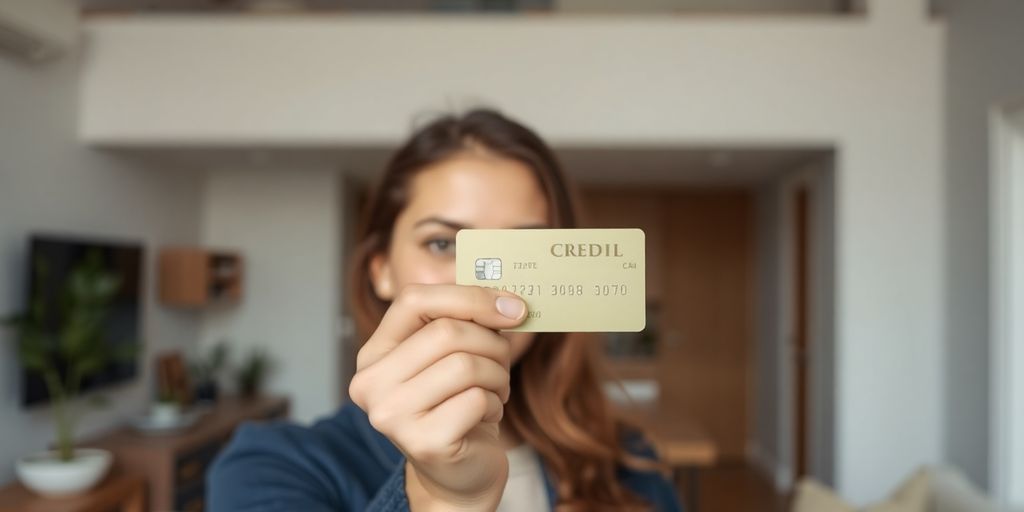 Pessoa feliz com cartão de crédito Magalu