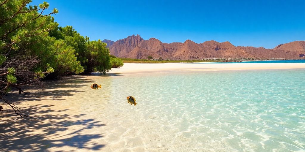 Turquoise waters, golden sand, and vibrant marine life.