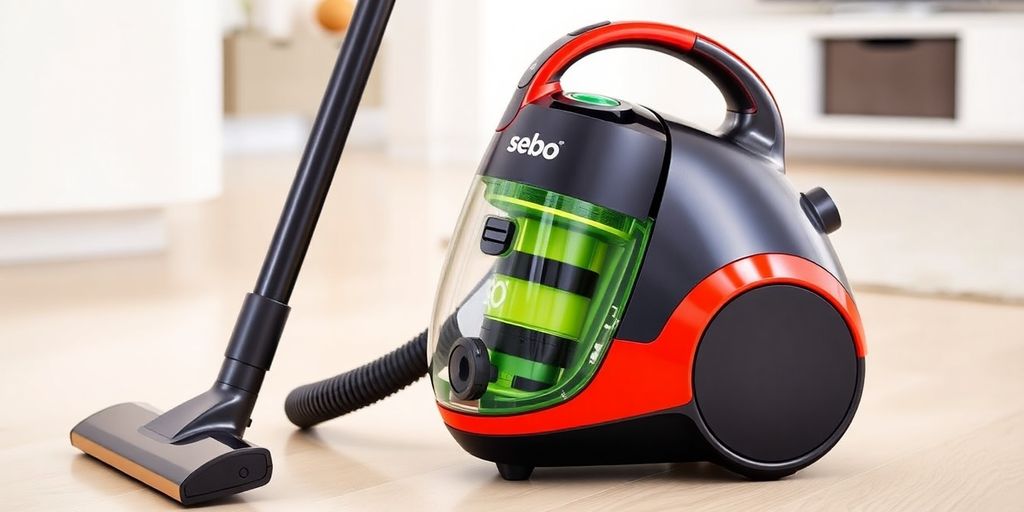 SEBO Felix Premium Akku Staubsauger auf einem Boden.