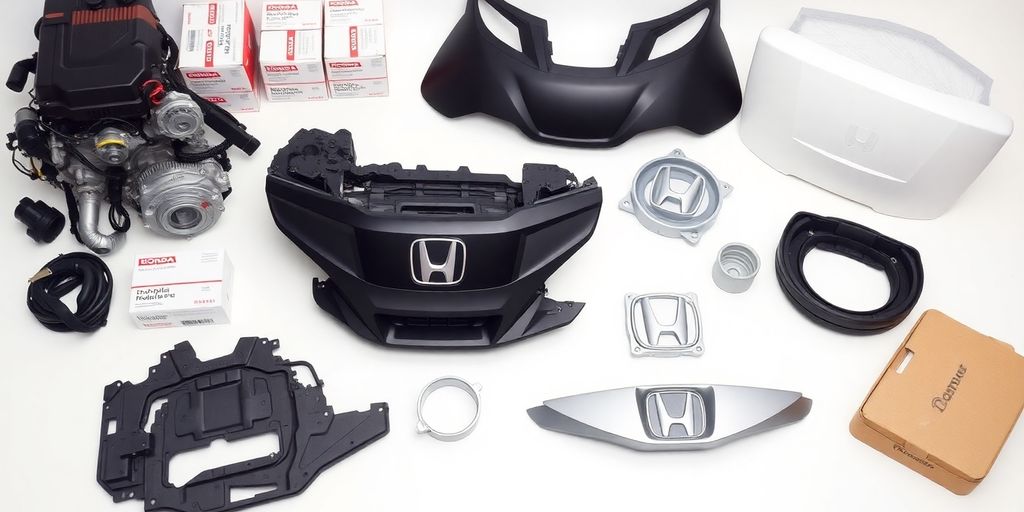 Honda spare parts laid out for Civic and CRV.