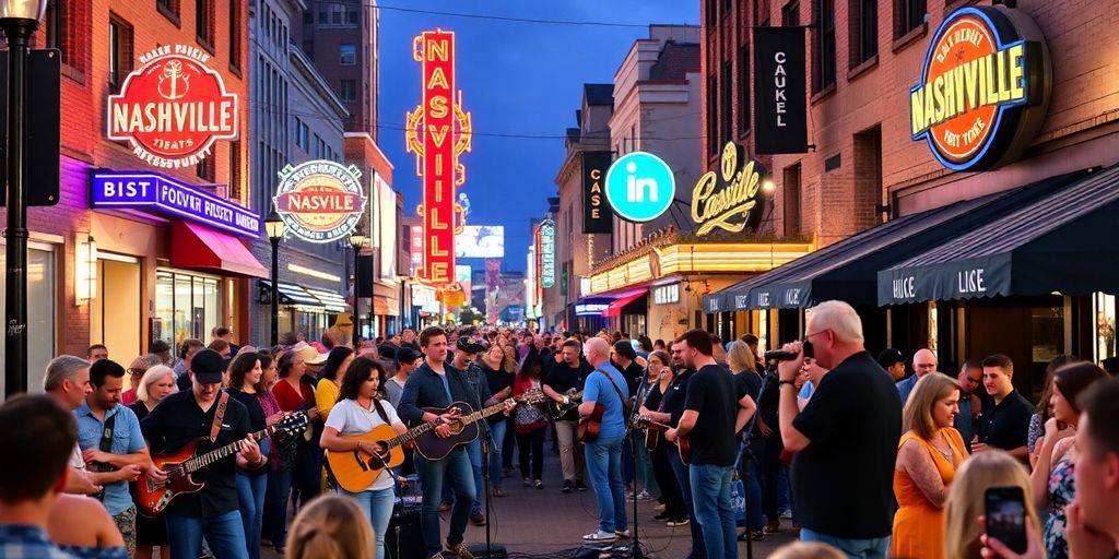 Musicians performing live in Nashville's vibrant music scene.