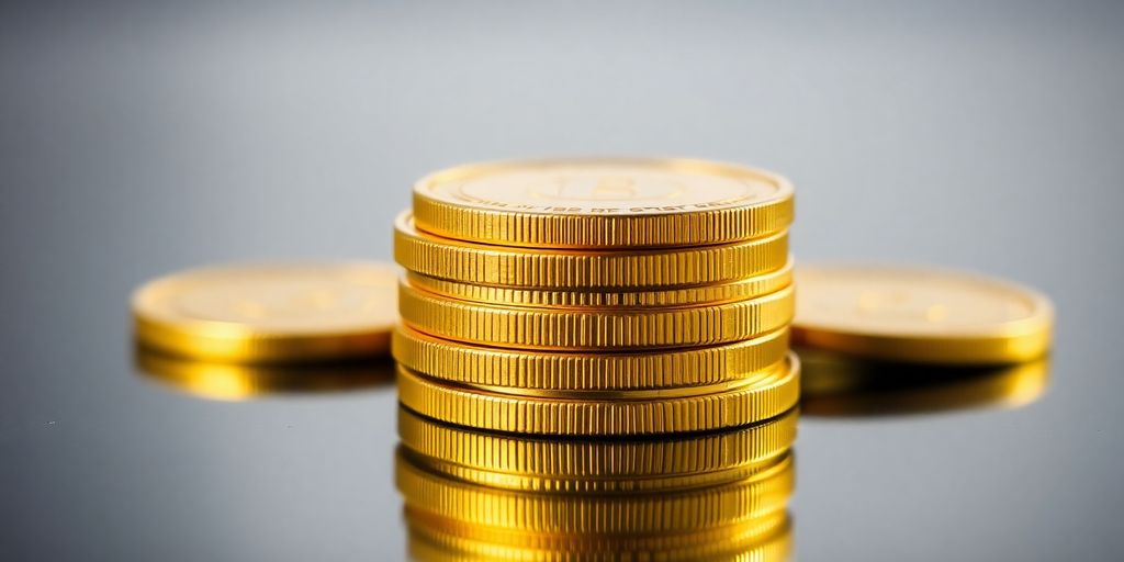Pièces d'or empilées et brillantes